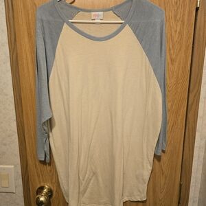 LuLaRoe Blue and Yellow Casual Top